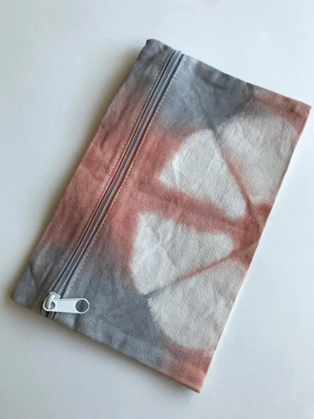 NWT Handmade Shibori Tie Dyed Zipper Pouch: Cotton Canvas Travel Bag
